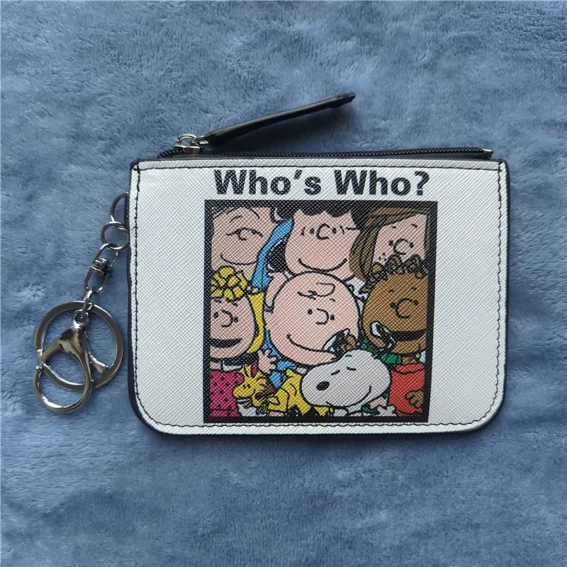 thumbnail image 1 of Cartera de piel sintética con estampado de dibujos animados de Snoopy Charlie Brown para mujer, minitarjetero de moda con llavero, monedero portátil, regalo para niños, 1 of 5