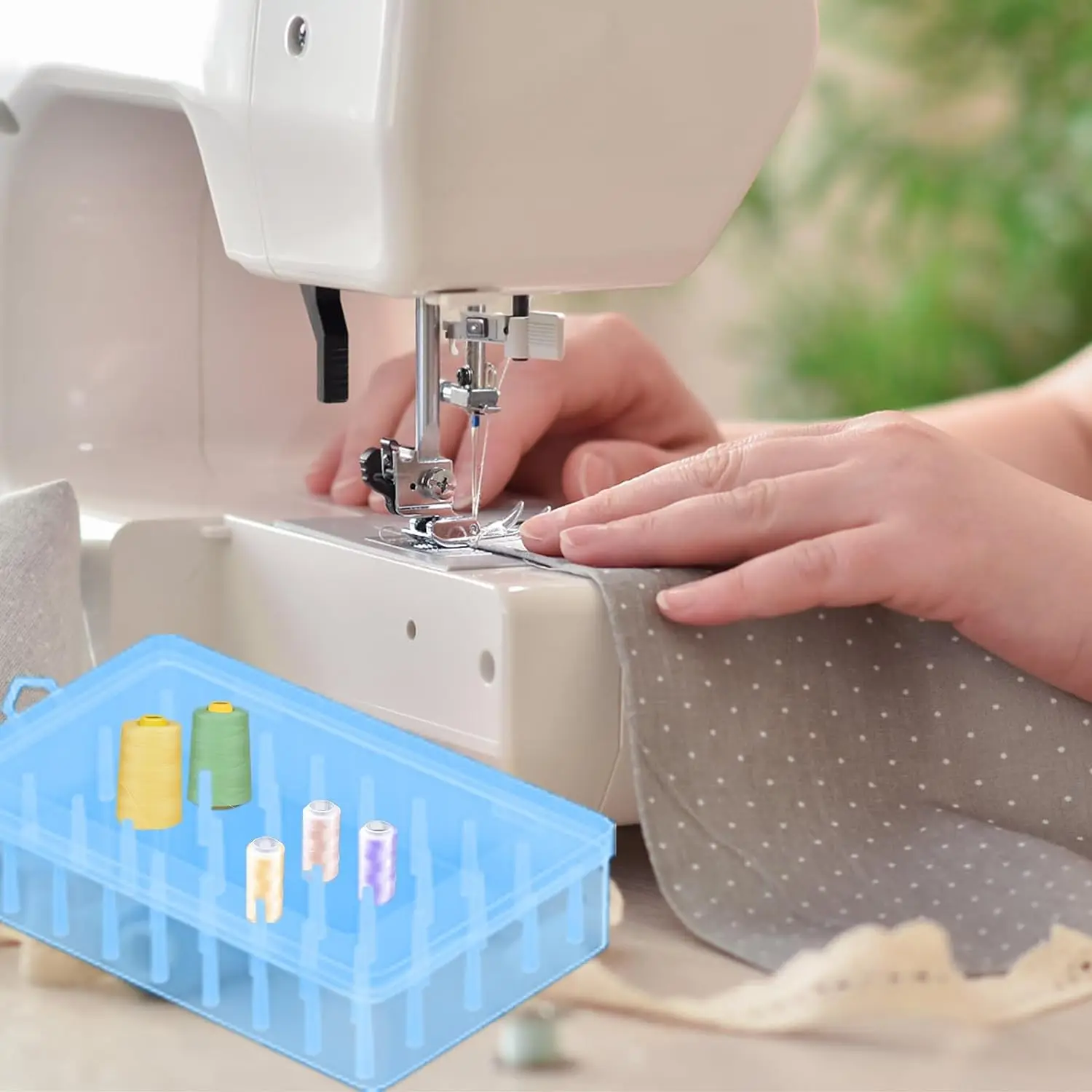 Sewing Storage Box 42 Axis Sewing Threads Storage Box Bobbin Carrying Case Container Holder Transparent Needle Wire Storage Organizer Sewing Reel
