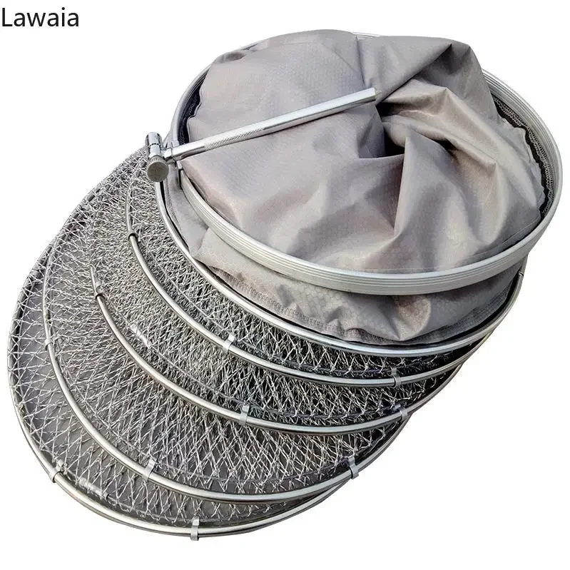 

Lawaia Gray with Cloth Hand Woven Fishing Net Bag with Anti Hanging and Fast Drying Stainless Steel Ring Fishing Gear 50cm