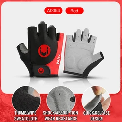 Breathable Anti - Shock Cycling Gloves - Unisex Half Finger Design - M (A0054 - red)