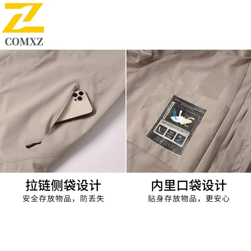 COMXZ Men Biker Jacket High Quality Windproof Waterproof Ski Camping Travel Coat Climbing Breathable Scratch Resistant Outerwear
