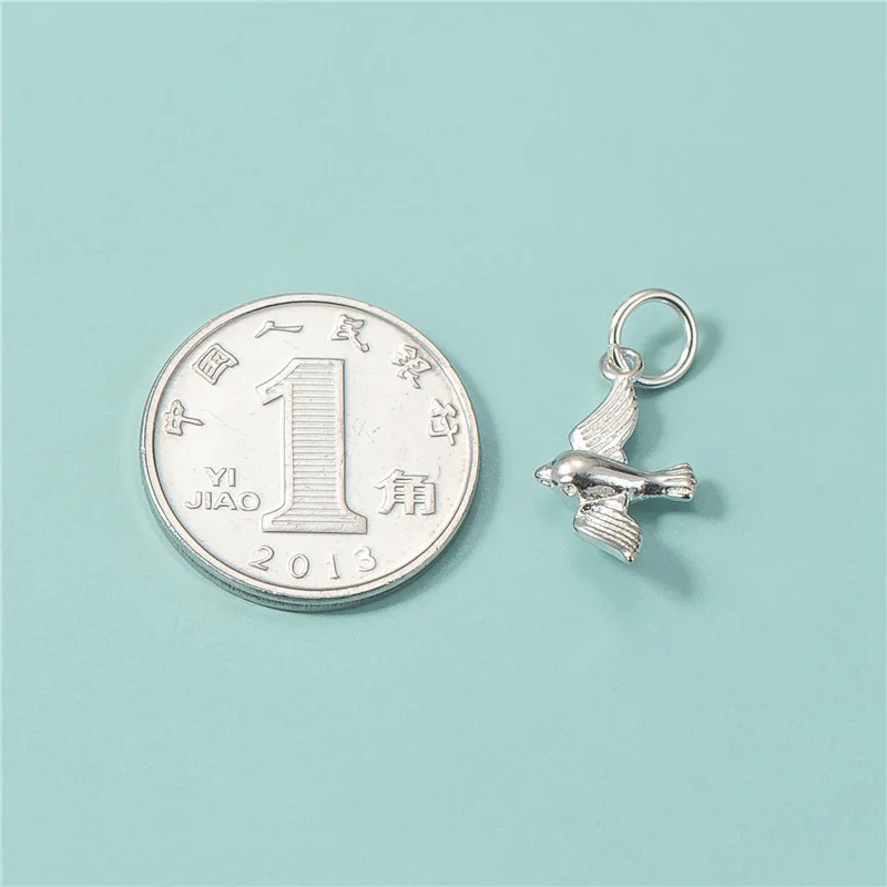 925 Sterling Thai Silver Fashion Animal Swallow Charm Pendant Handmade DIY Accessories Jewelry