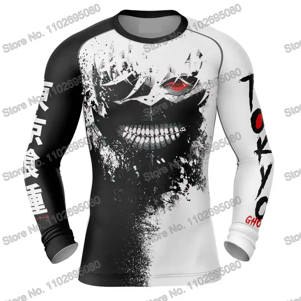 Horror Anime Diving T-Shirt Tight Long Sleeve Rash Guard BJJ MMA Swimwear Men Surf Clothing Beach Floatsuit Women GYM Tops