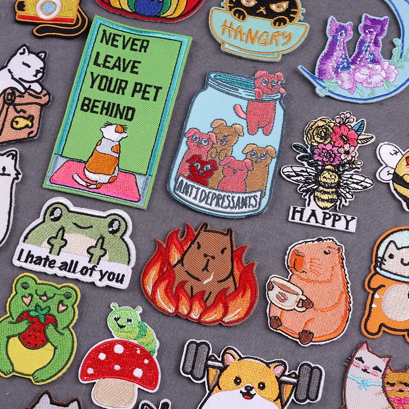 Leuke Capybara Geborduurde Kleding Patches 5 Stks/set Cartoon Ijzer Op Patches Leuke Diy Ijzer Op Badges Voor Jassen Hoeden Rugzakken