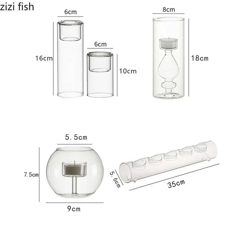 Creative Heat-resistant Countertop Glass Candle Holder Wedding Table Decoration Candle Cup Simple Dinner Decoration Accessories