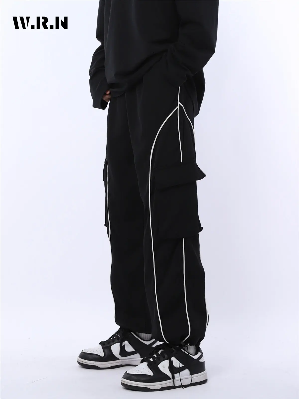 

American Retro High Street Casual Solid Color Loose Wide Leg Pants Women Y2k Hip-hop Overalls Patchwork Cargo Grunge Trousers