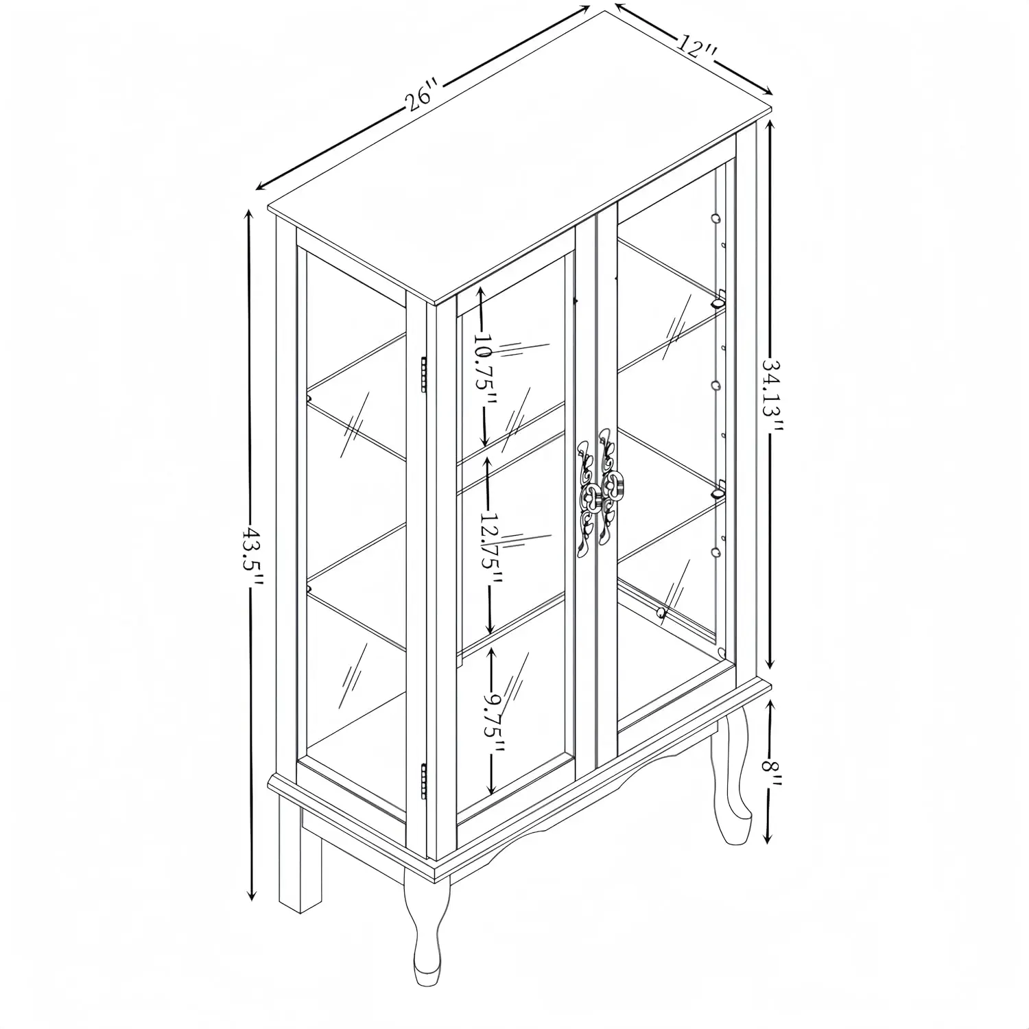 3-Tier Lighted Glass Display Curio Cabinet with 2 Tempered Glass Doors,Curio Case with Mirrored Back Panel & Adjustable (Oak_2)