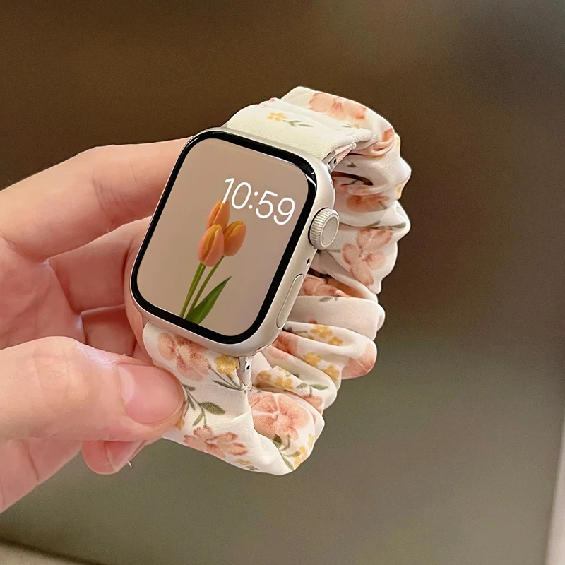 Correa Scrunchie para Apple watch, banda de 44mm, 40mm, 42mm, 38mm, ultra 2, 49mm, pulsera de nailon Solo Loop, iWatch 3, 4, 5, SE, 6, 7, 8, 9, 45mm, 41mm