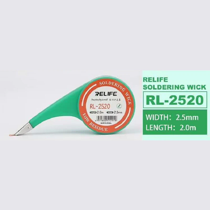Relife 솔더링 용접 솔더 위크 와이어 깨끗한 낮은 잔류 주석 수리 도구 RL-1520 RL-2020 RL-2520 RL-3020 RL-3520