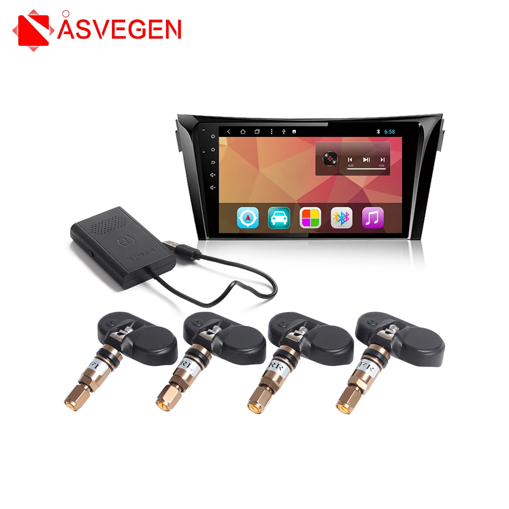자동차 타이어 압력 게이지 모니터링 지능형 시스템, 무선 LED 디스플레이 TPMS, 4 내부 TPMS 센서 포함
