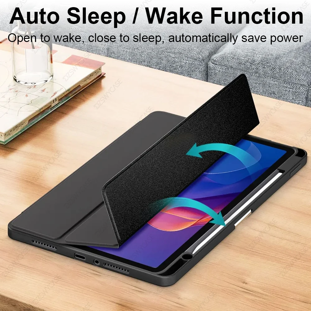 Versatile Trifold Stand Case with Pencil Holder and Clear Cover,