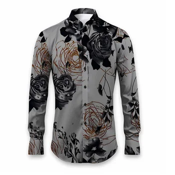 Men's shirt pattern shirt outdoor street long sleeved printed clothing fashion street clothing designer casual breathable