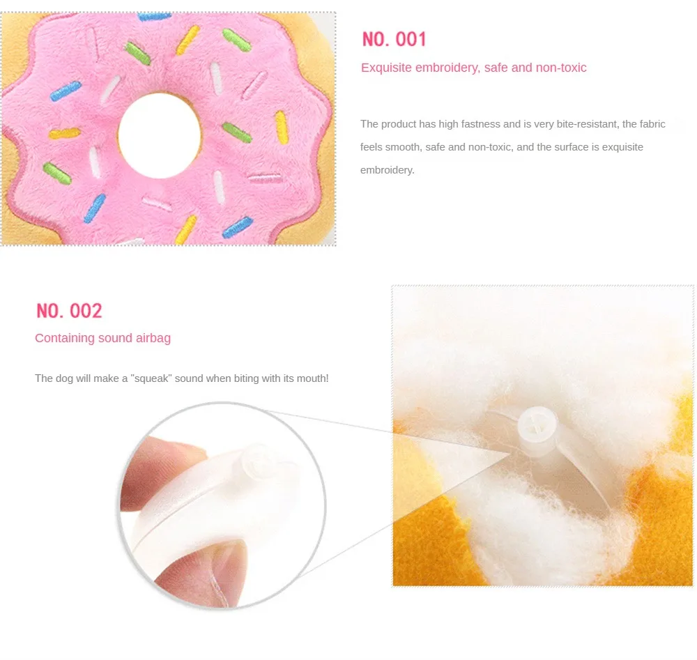 Dog Donuts Plush Pet Dog Toys For Dogs Chew Toy Christmas Puppy Squeaker Sound Toys Funny Puppy Small Medium Dog Interactive Toy 3
