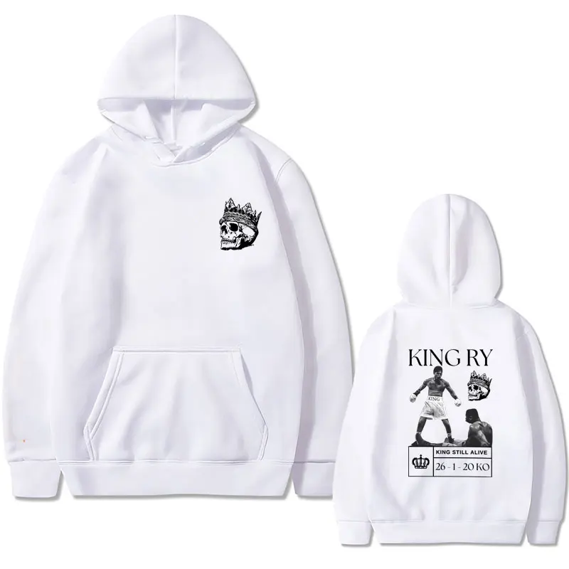 King Ry Ryan Carcia King Still Alive Graphic Print Hoodie Men Vintage Skull Graphic Pullover Male Hip Hop Oversized Sweatshirt