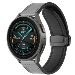 Premium Leather Silicone Strap Wristband Bracelet, 22mm Loop for 22mm (7 grey)