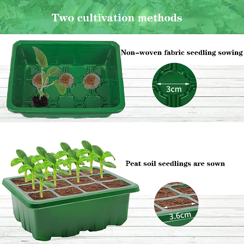 Heightened Three-Piece Seedling Box Set with Lid 6/12 Hole Design Succulent Vegetable Breeding Pot Gardening Plant Care Kit