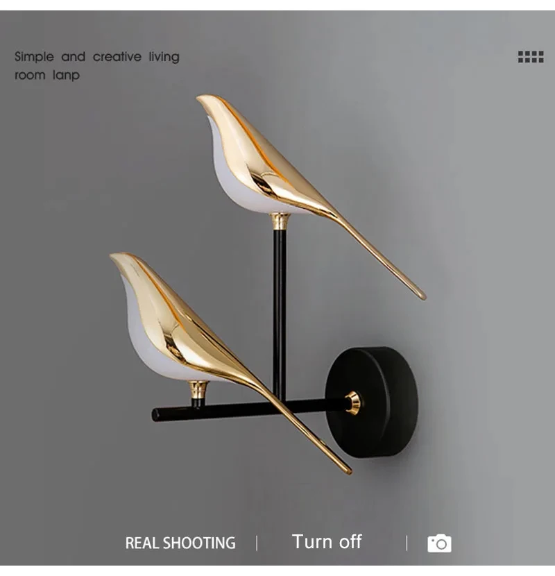 Nordic Golden Bird LED Wall Lights Parlor Bar Creative Wall Lamps Novelty Sconces Bedroom Bedside Lamp Living Room Decoration