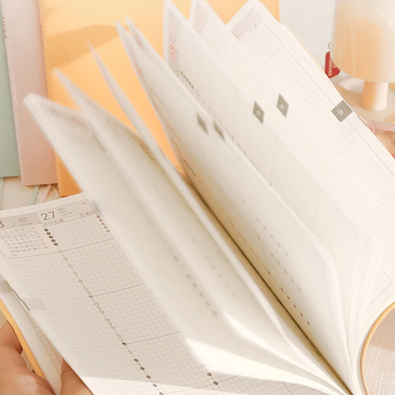 2026 Kinbor A5 8 그리드 타임 라인 플래너 노트, 52g BaChuan Paper 순수 색상 연간/월간/일일 일정 계획 도서 선물