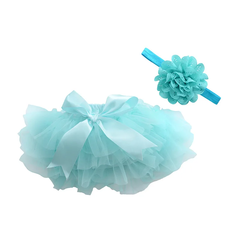 Baby Girls Tulle Tutu Bloomers Infant Newborn Diapers Cover set Short Skirts+Headband Set Girls Skirts Rainbow Baby Skirt 4