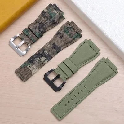 

34*24mm Watch Accessories Strap FOR Bell Ross Watch Band Nylon Fabric Military Bracelet for BR01 BR03 Belt 34mm 24mm