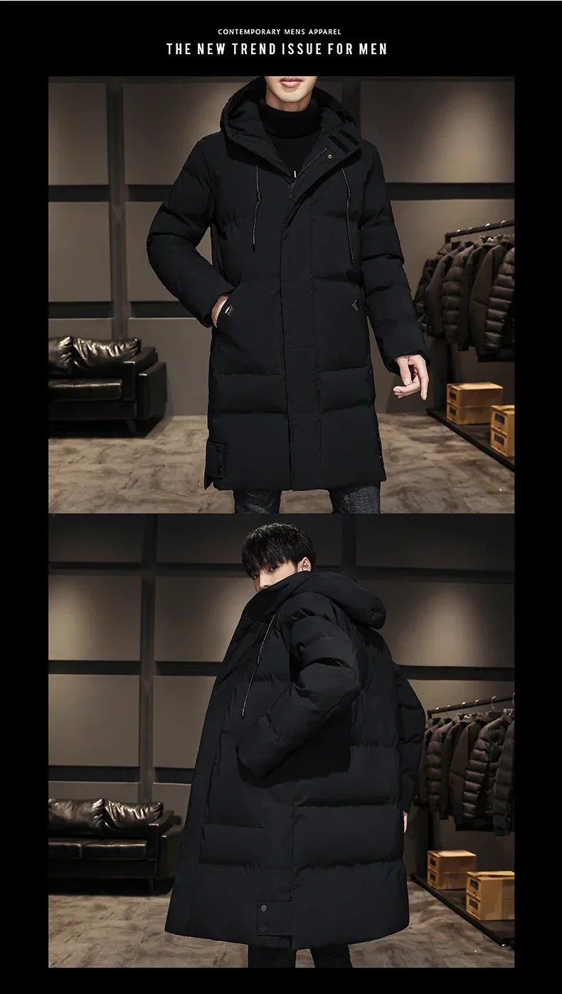 남성용 하이 퀄리티 후드 재킷, 블랙 패션, 겨울 재킷, 브랜드 의류, 2024 신상 파카, 두껍고 따뜻한 롱 코트, 8XL, 7XL