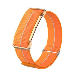 Quick Release Nylon Watch Strap with Metal Protective Case, Ultra Thin Breathable Replacement Wrist Band - Google Fitbit Air (Orange)
