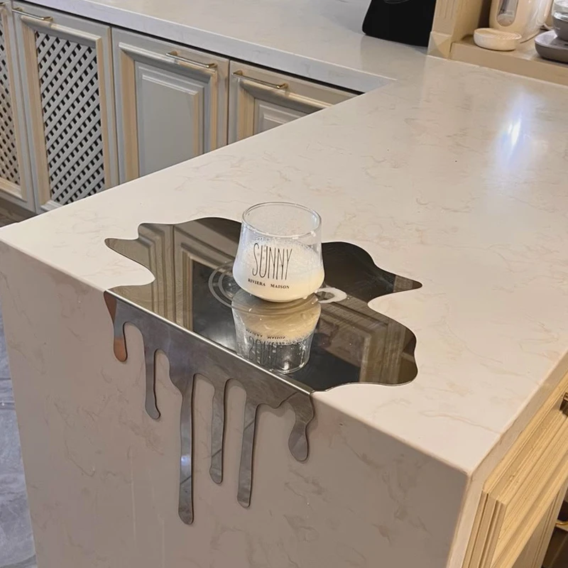 

Luxury stainless steel liquid water drop stereo ornaments living room dining table bar desktop decoration
