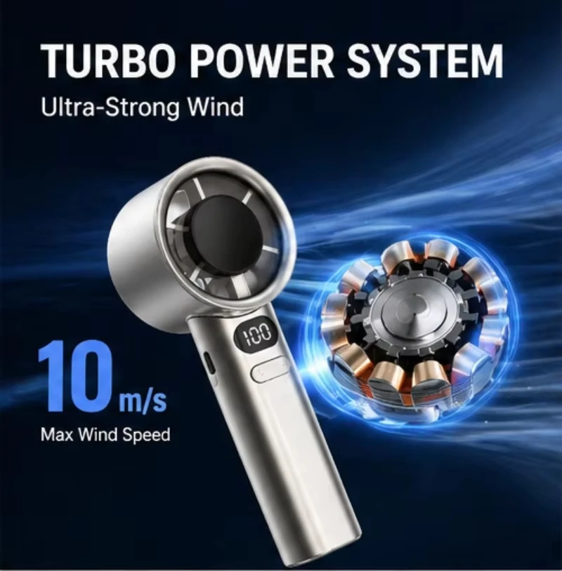 Lenovo Mini Handheld Rechargeable Bladeless Fan with Instant Ice Cooling Mode