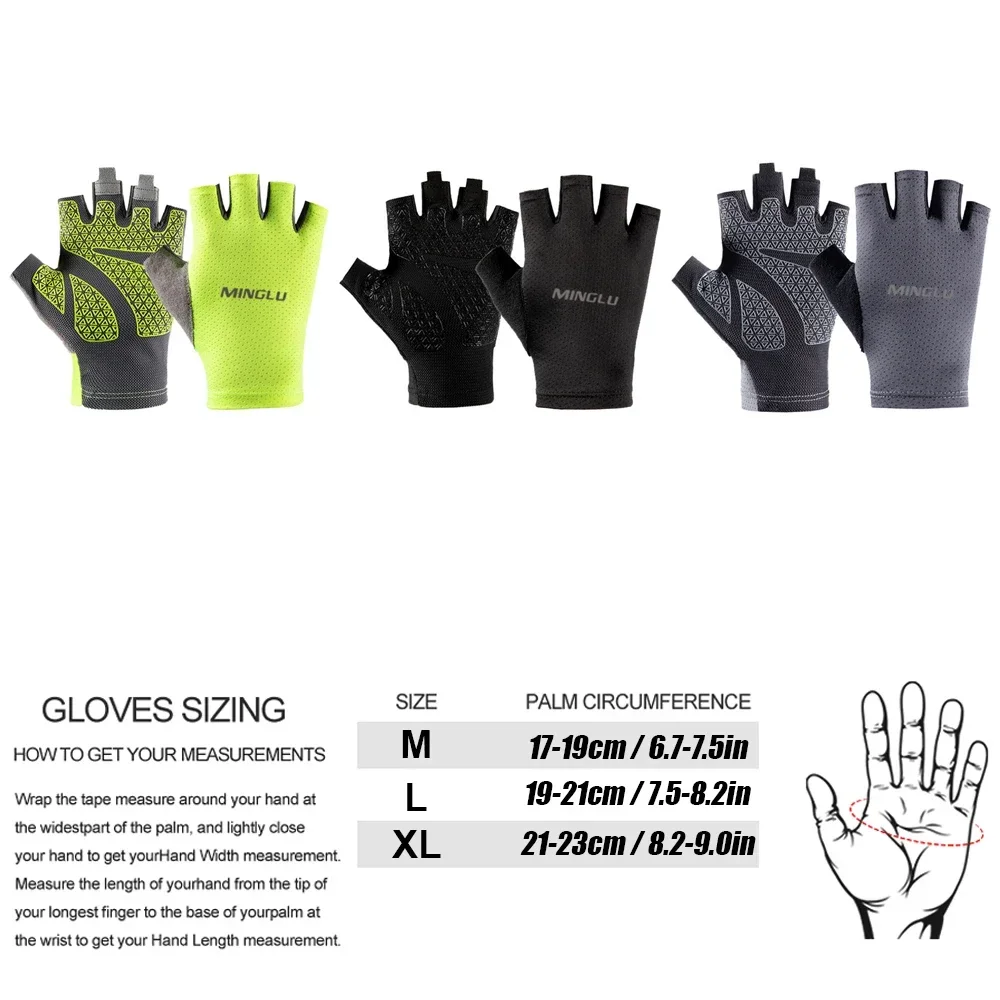 1 Pair Summer Cycling Gloves Fingerless Fitness Fishing Women Men Spring Gym Breathable Non-slip Yoga Elastic Bicycle Gloves 2