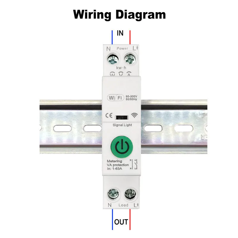 Tuya Smart Life WiFi 63A Timer Circuit Breaker Overload Protect App Power Monito