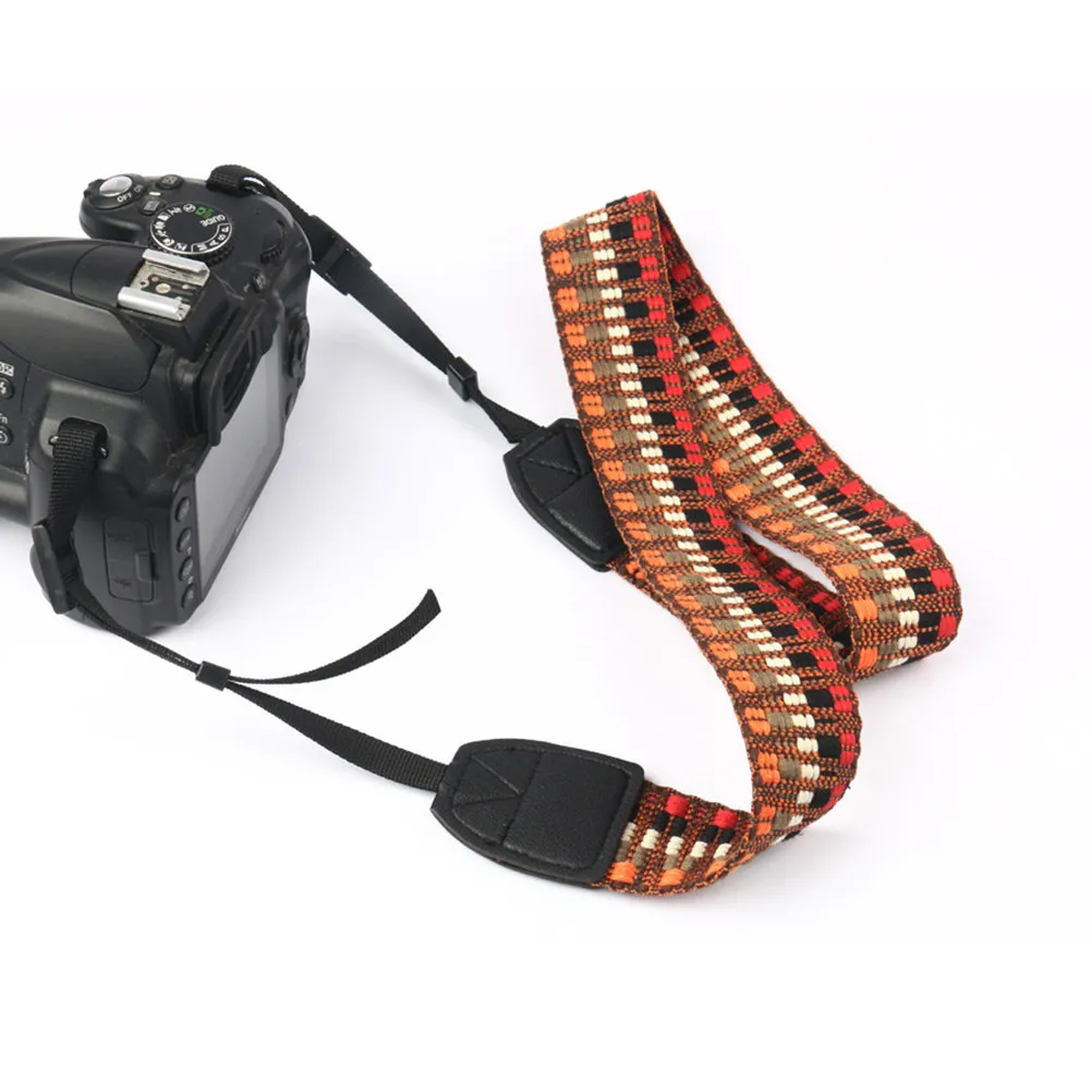 Dslr 카메라 스트랩 빈티지 스타일 조절 가능하고 편안한 면 직조 디지털 카메라용 어깨 목 걸이 스트랩 오렌지