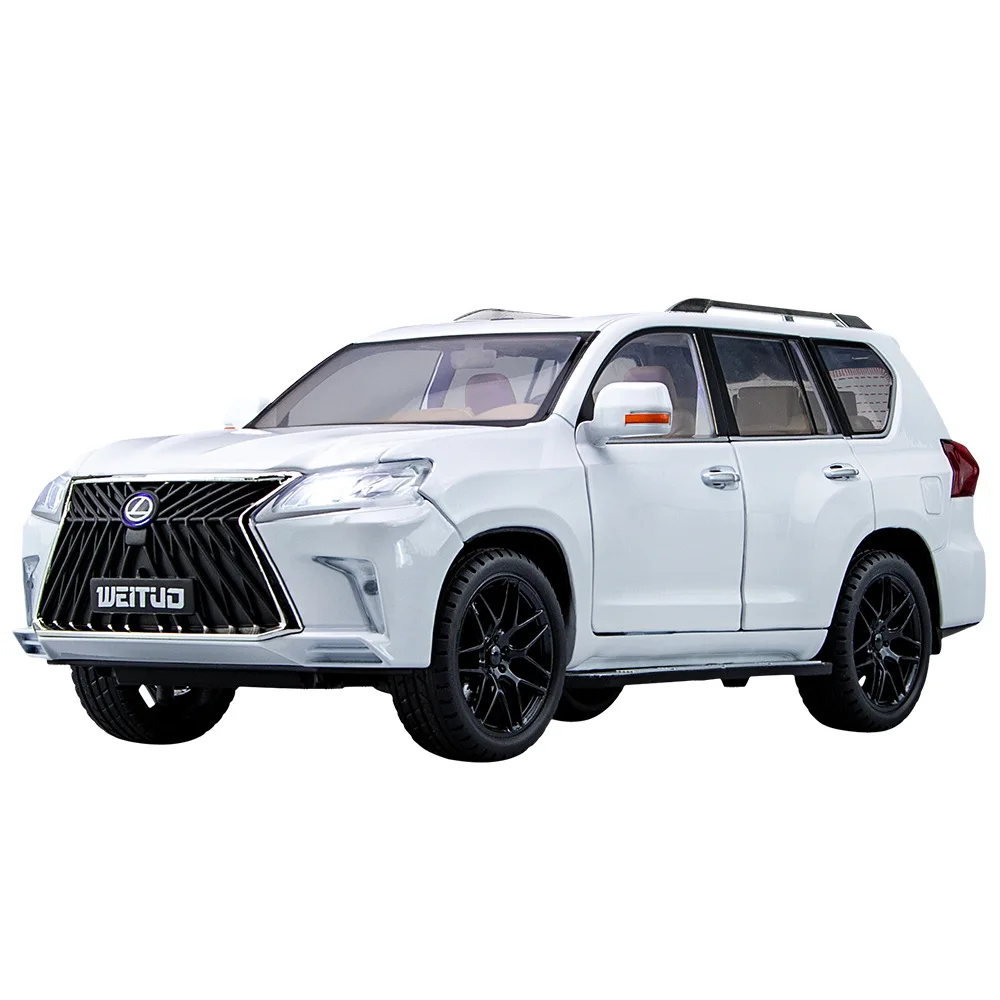 

1:18 Diecast Toy Vehicle Simulation Lexues LX570 Alloy Car Model Sound And Light Metal Pull Back Cars Toys Kids Boys Gift