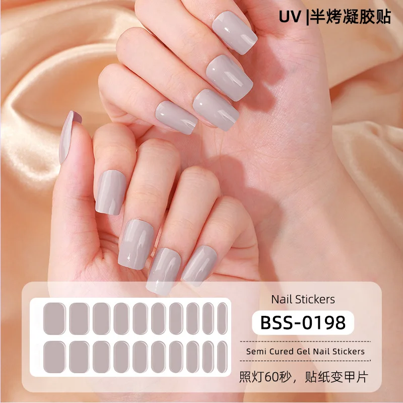 

20 Strips Semi-cured UV Gel Nail Sticker Full Cover Gel Wraps Stickers for Women Decals Nail Polish Nail Art Decoration