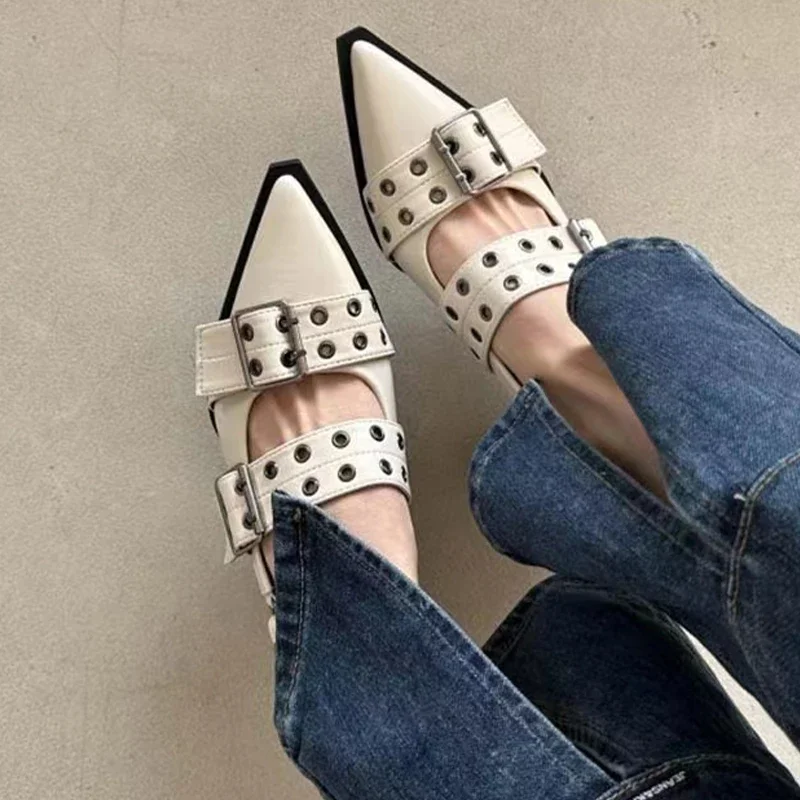 

2023 New Women Chunky Sandals Summer Shoes Fashion Mid Heels Pointed Toe Party Shoes Brand Casual Shoes Mujer Slippers Zapatos