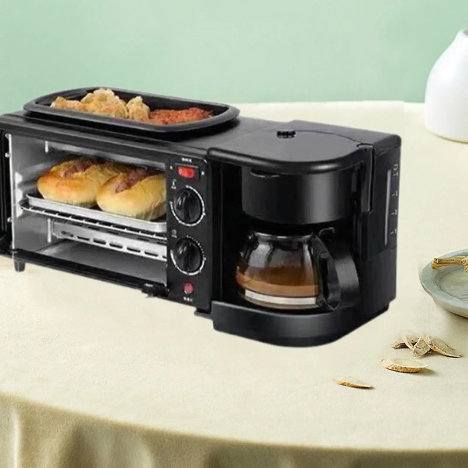3 in 1 Breakfast Machine Convenient Household Toaster Oven with Timer Portable