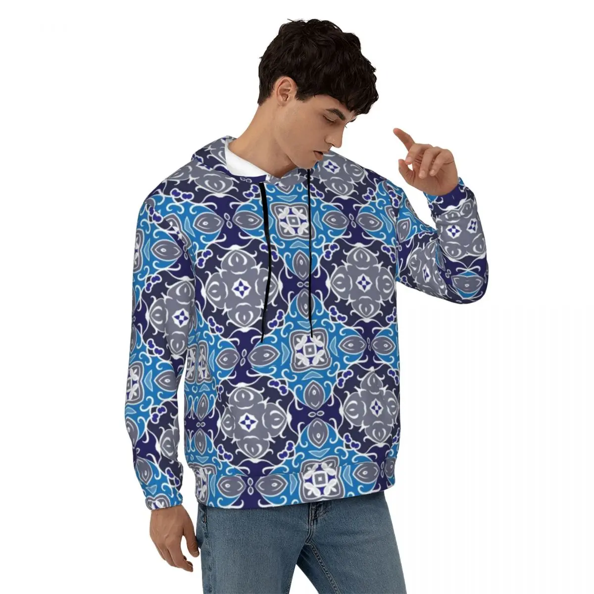 

Худи мужское в стиле ретро, свободное худи с цветочным принтом в стиле барокко, с абстрактным рисунком, осенняя смешная Классическая Толстовка с капюшоном