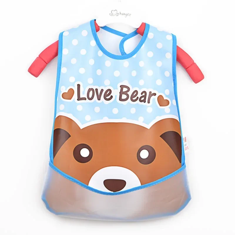 New Adjustable Baby Bibs EVA Plastic Waterproof Lunch Feeding Bibs Baby Cartoon Feeding Cloth Children Baby Apron