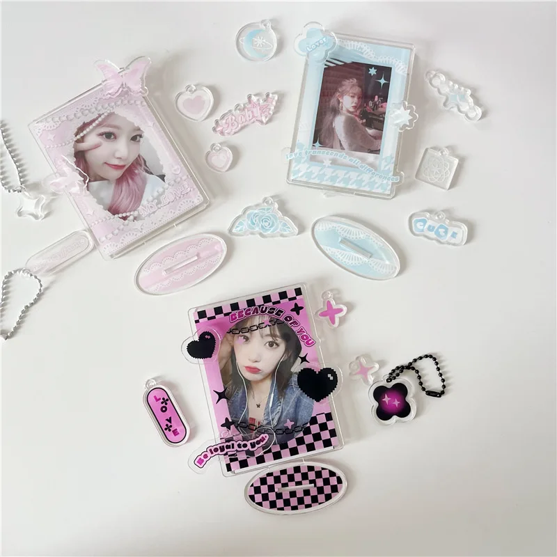 Acrylic Photo Frame 3 Inch 7pcs Parts Idol Postcards Display Photo Cards Decoration Card Holder Fashion Chain Stand card holder,card display stand,photo card holder,postcard holder