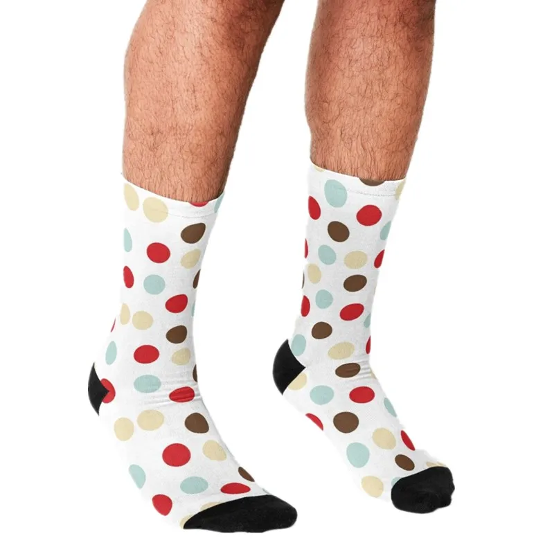 Men's Funny Socks Christmas Polka Dot White Socks Harajuku Men Happy