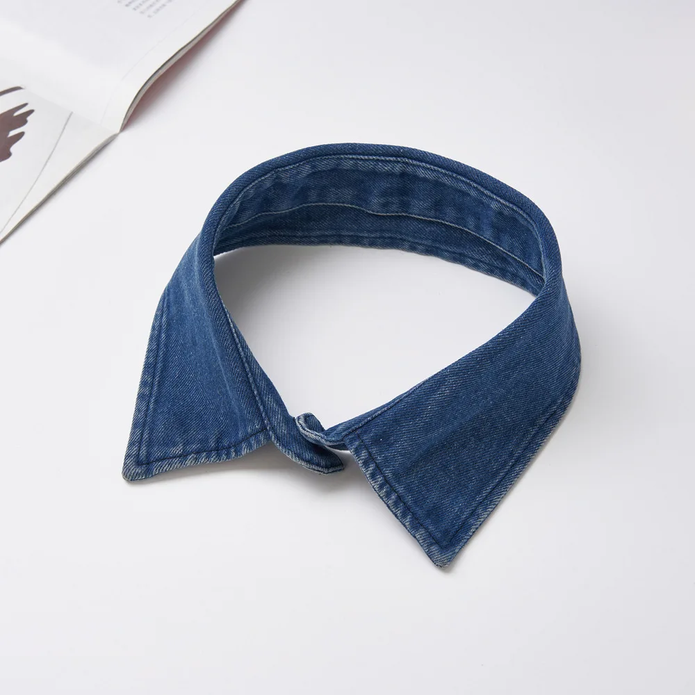 Retro Washed Denim Fake-Kragen, Unisex Spitze Abnehmbare Hemdkragen, Dekorativer Falscher Kragen-Set für Pullover – Detail 5