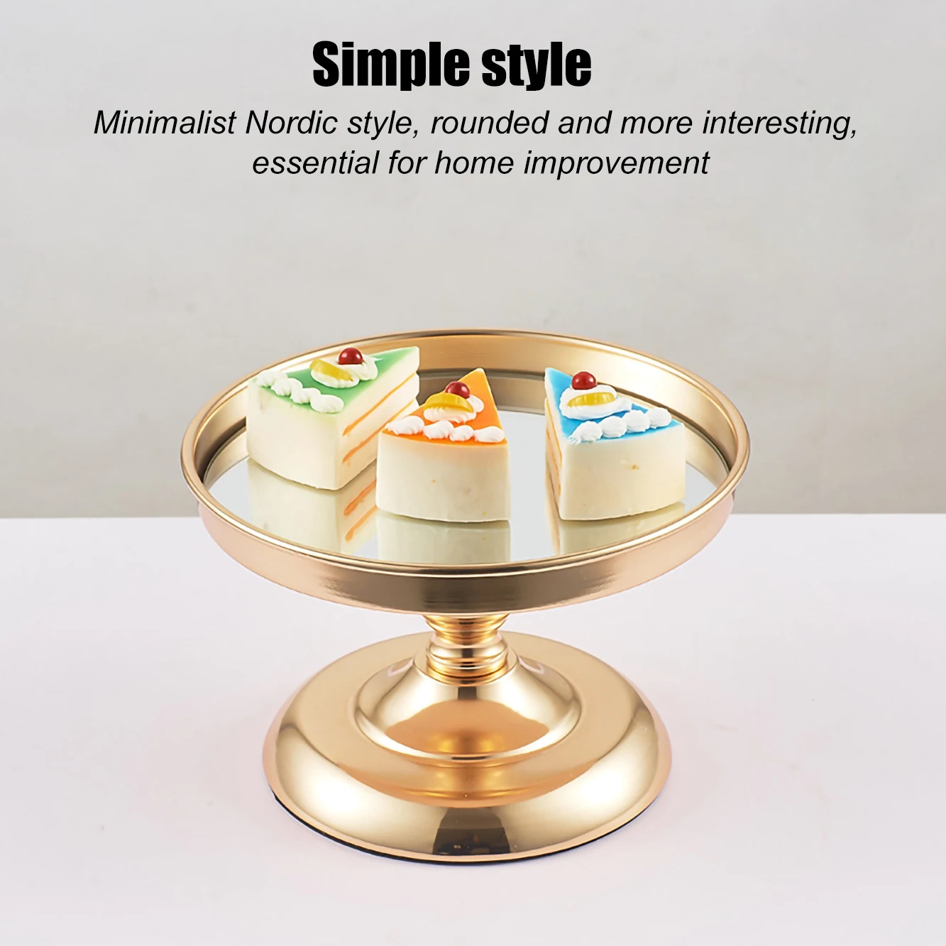Cake Stand Metal Round Cupcake Holder Decoration Dessert Fruit Display Rack for Party, M, Silver