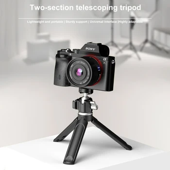 Treppiede da Tavolo Portatile con Lunghezza Regolabile a 2 Livelli, Vite da 1/4 di Pollice, Mini Treppiede Compatto per Fotocamera e Telefono