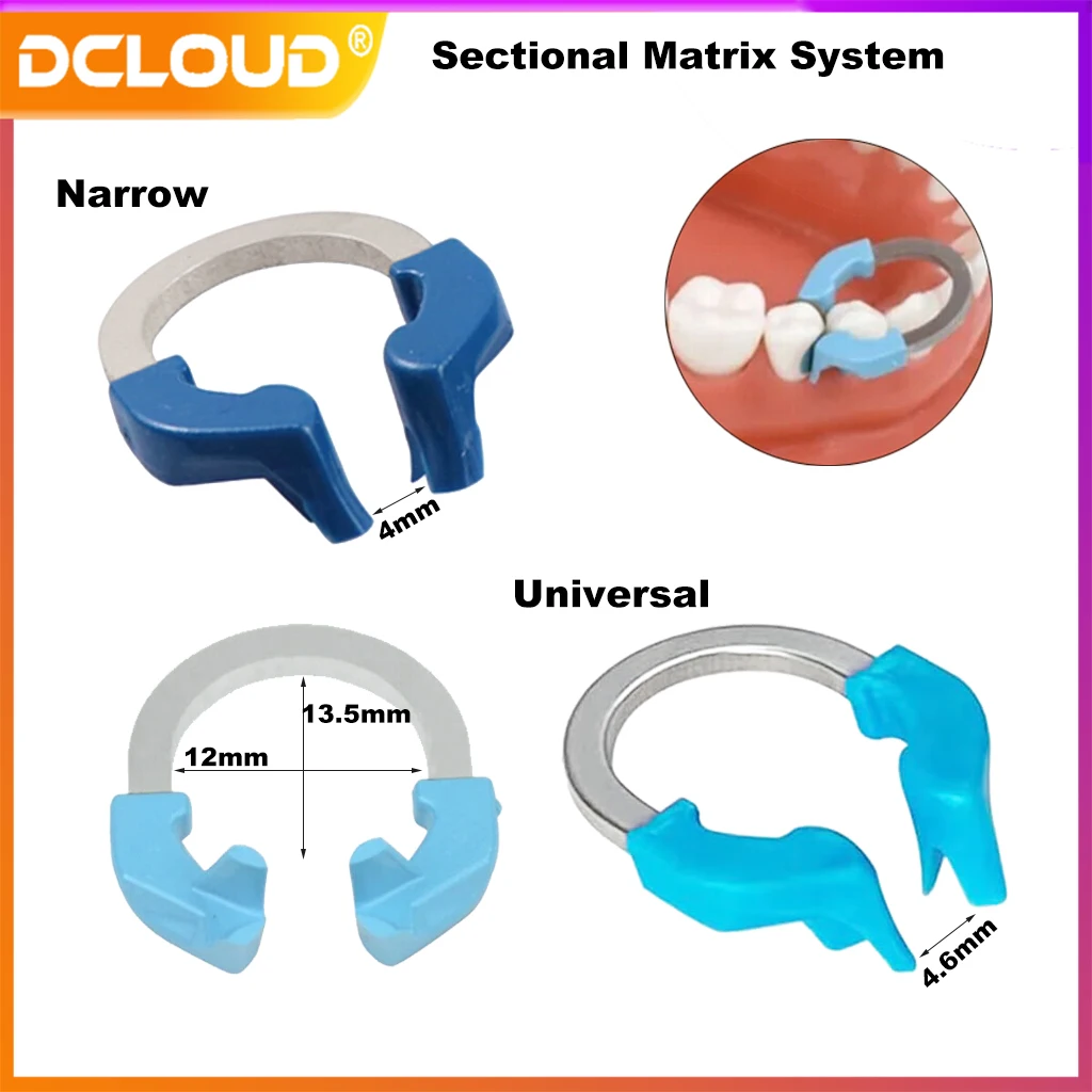 

DCLOUD 1Pc Dental Sectional Matrix System Universal/Narrow Nickel Titanium Clamping Ring Contoured Matrix Bands Dentist Tool