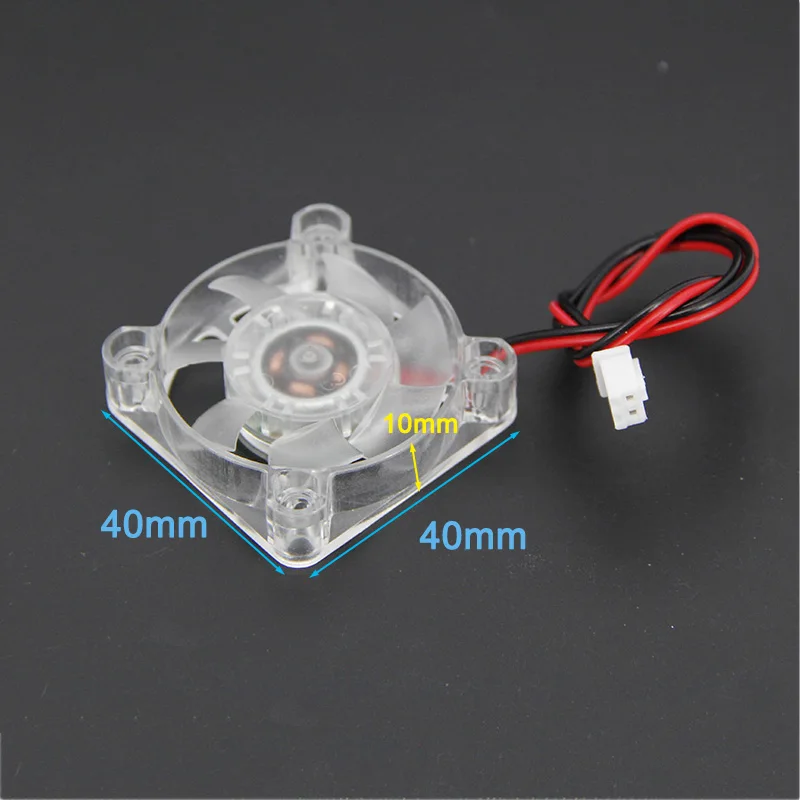 4010 유압 베어링 2 핀 DC 5V 12V 24V 냉각 선풍기, 투명 청색 LED 발광 A7, 40x40x10mm