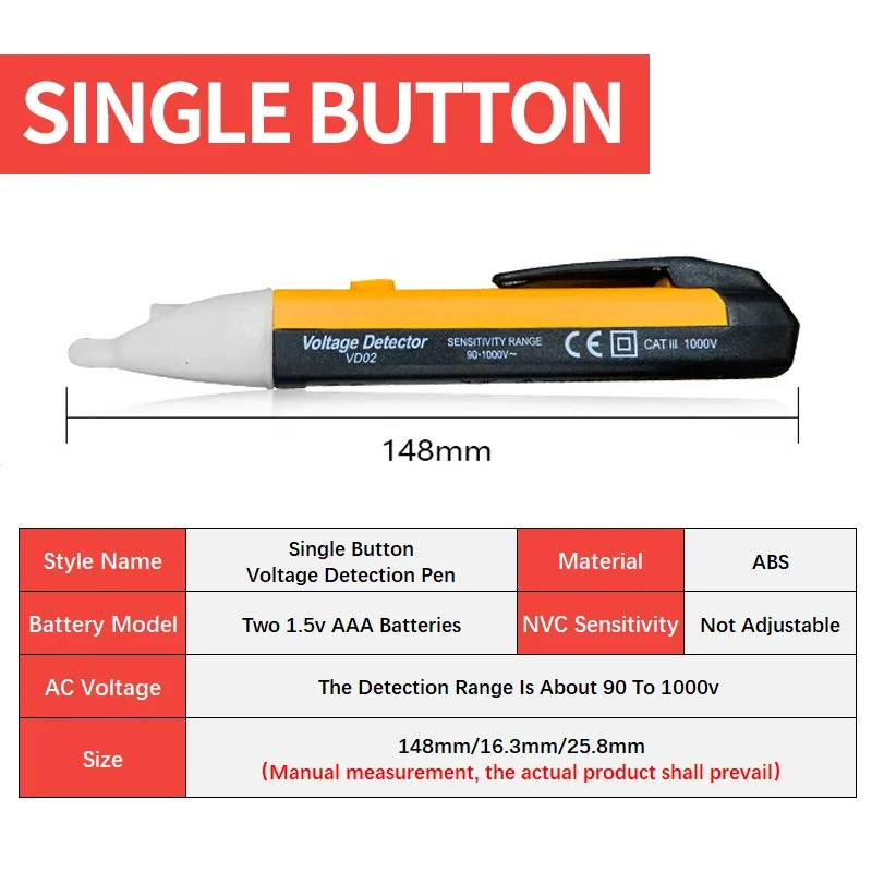 Enhanced Voltage Detection Pen with LCD Display for Non-contact AC Voltage Detection (90-1000V)