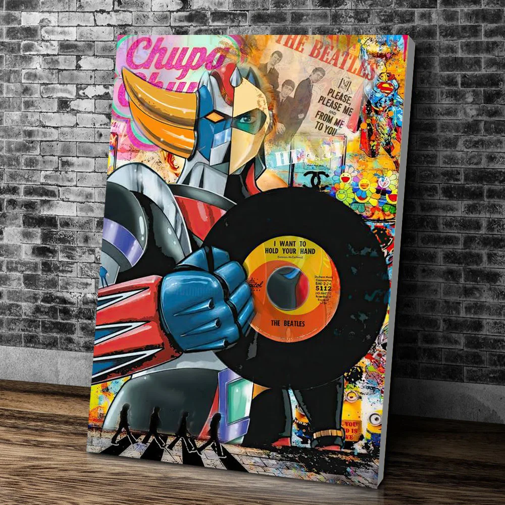 Toile XXL Goldorak Pop Art 100x75 Cm – Tableau Châssis Bois Parlant