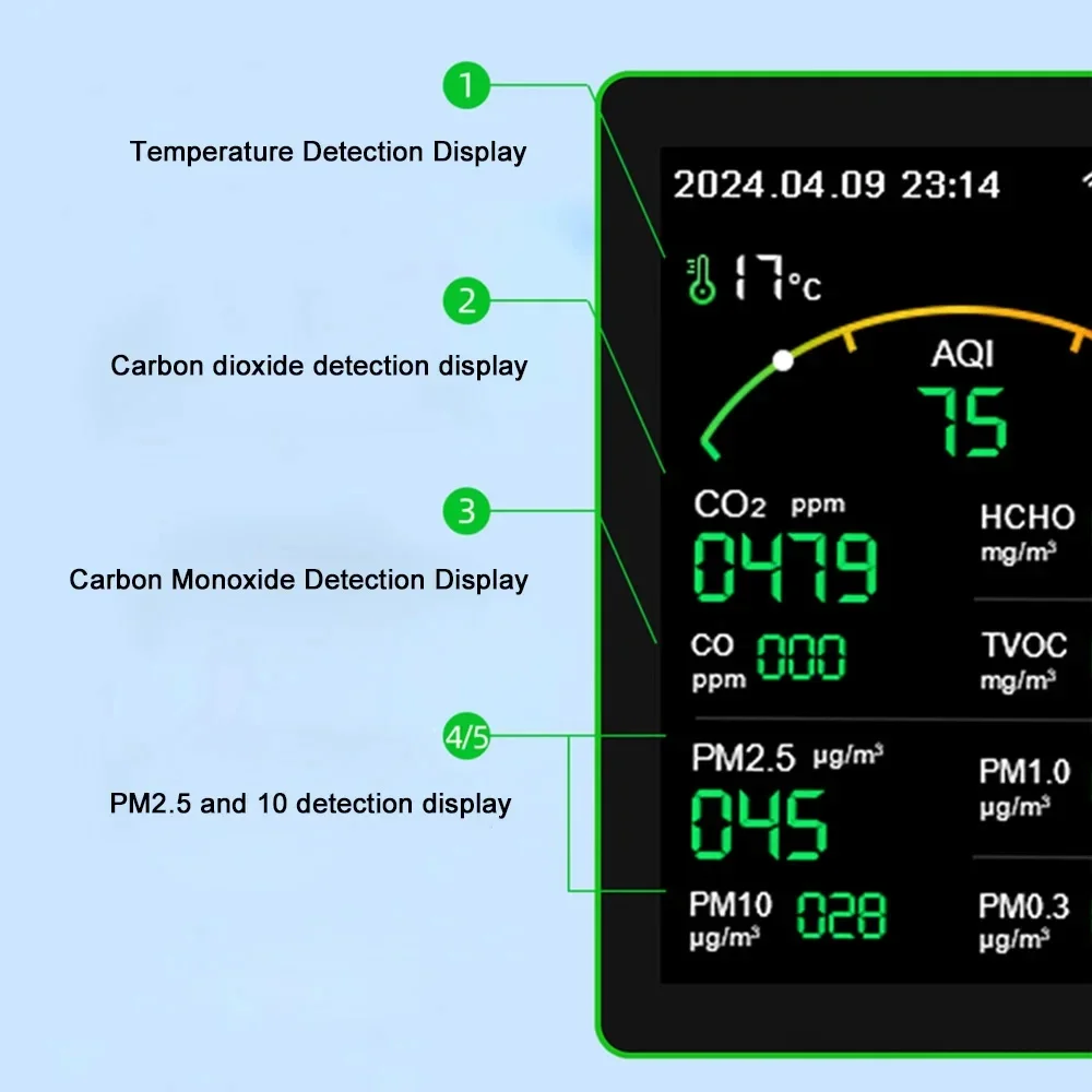 Portable Air Quality Monitor with WiFi and TFT Display