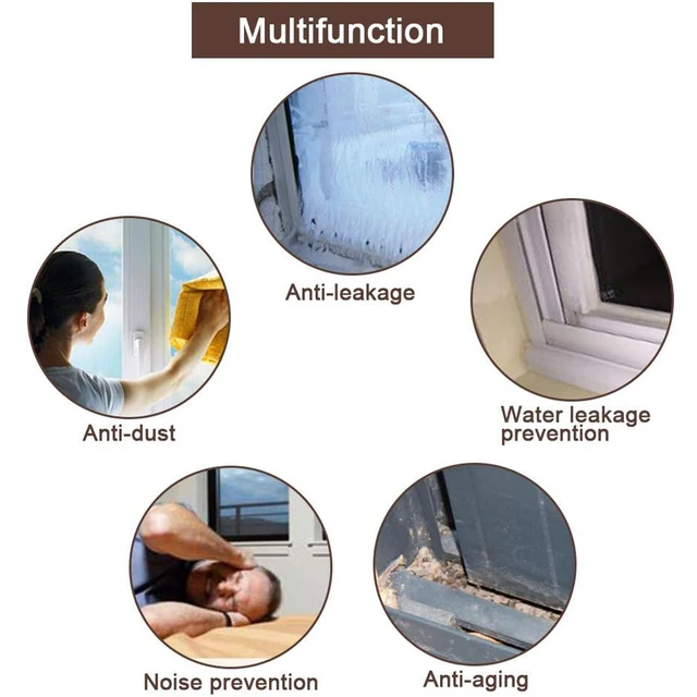Door Insulation Seal Strip Tape Self-adhesive Acoustic Rubber Foam Weatherstrip Window Sound Draft Stopper Weather Strip 6