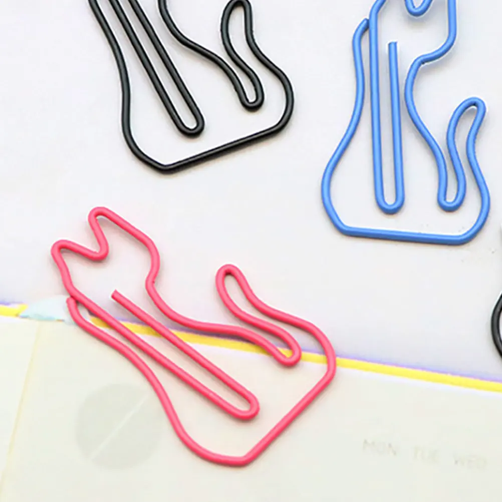 24Pcs 재미있는 고양이 종이 클립 교실 책상 연구 노트를위한 우아한 컬러 금속 종이 클립 메모 알림 북마크 클립 선물 아이디어