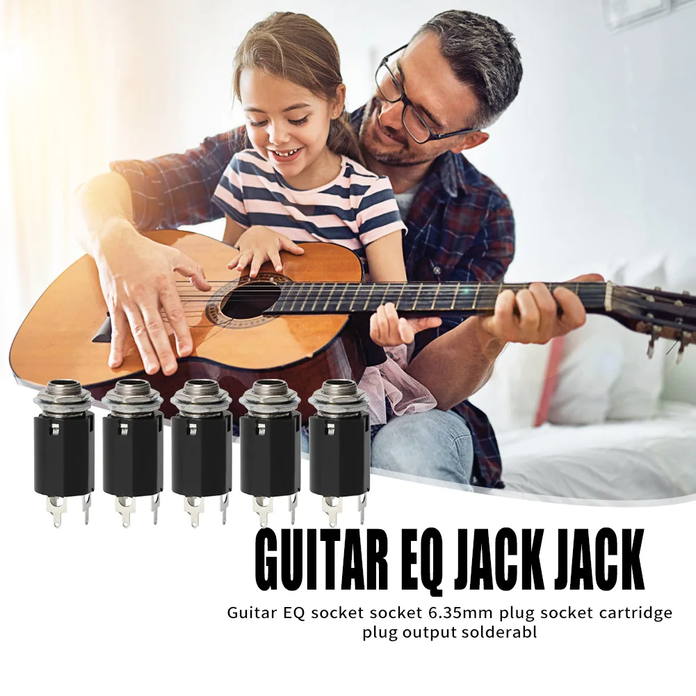Guitar Stereo Output Plugs 5pcs Guitar EQ Jack Socket 6.35mm Jack Stereo Pickup Female Output Socket Plug Durable Solid